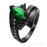 green sapphire 18K black gold ring