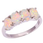 white fire opal ring